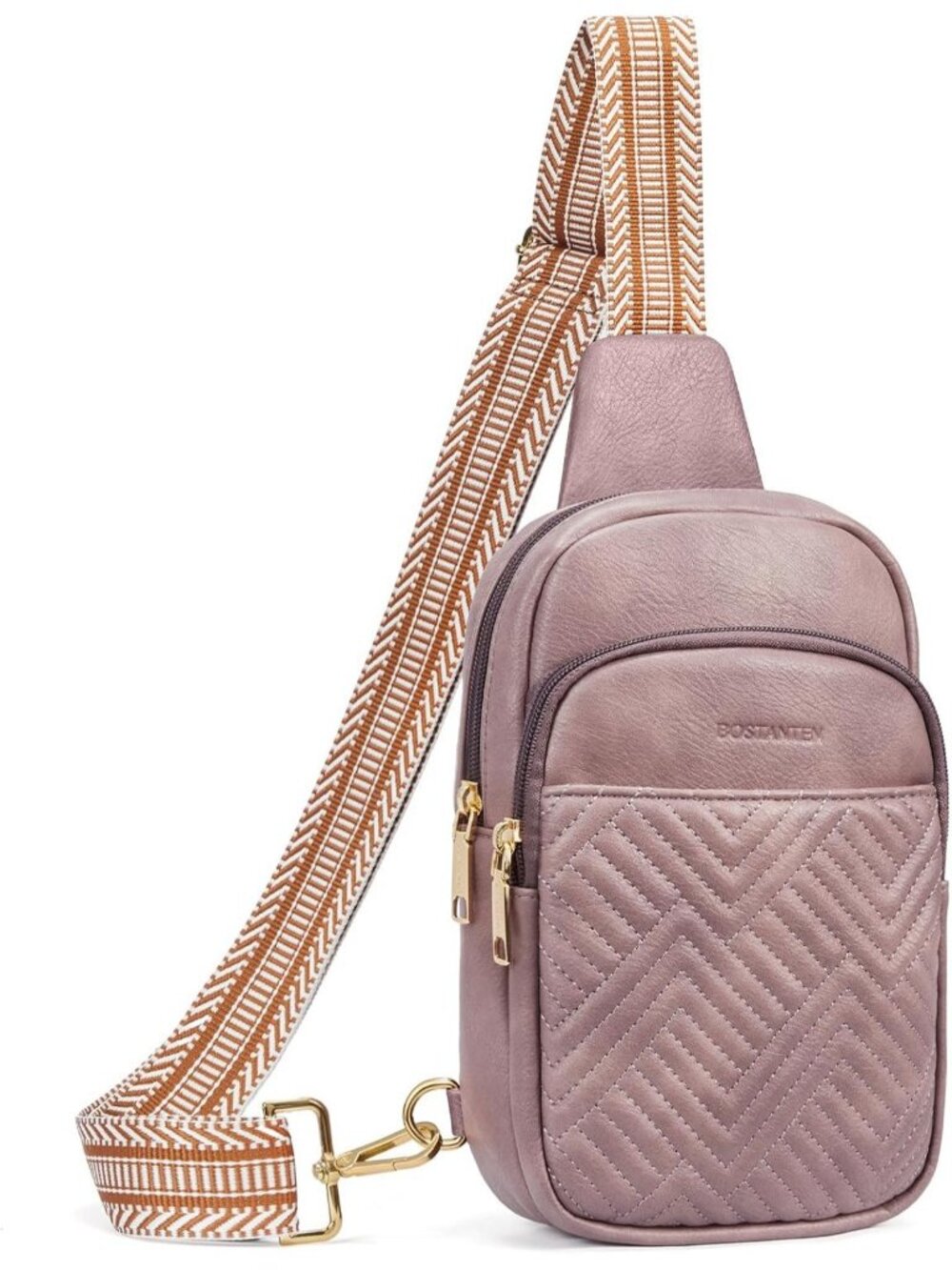 Women's Purple Quilted Sling Leather Fanny Pack Travel Purse Crossbody Bag